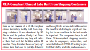 Concept for a CLIA lab in a shipping container